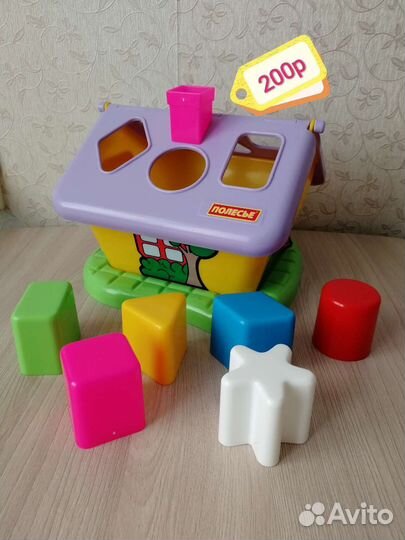 Сортер Домик, Слоник, Машинка, Грибок