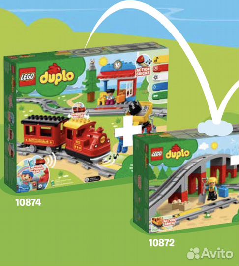 Lego duplo поезд на паровой тяге и мост