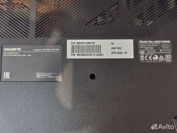 15.6 Ноутбук gigabyte G5 KF, RTX 4060 8 гб