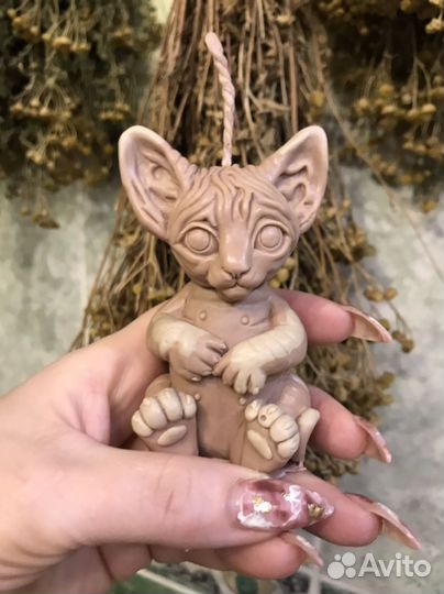 Восковая свеча котенок кот сфинкс