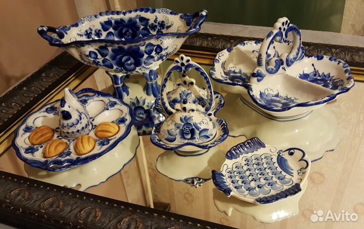 Гжель авторская ручная работа чайники вазы супницы