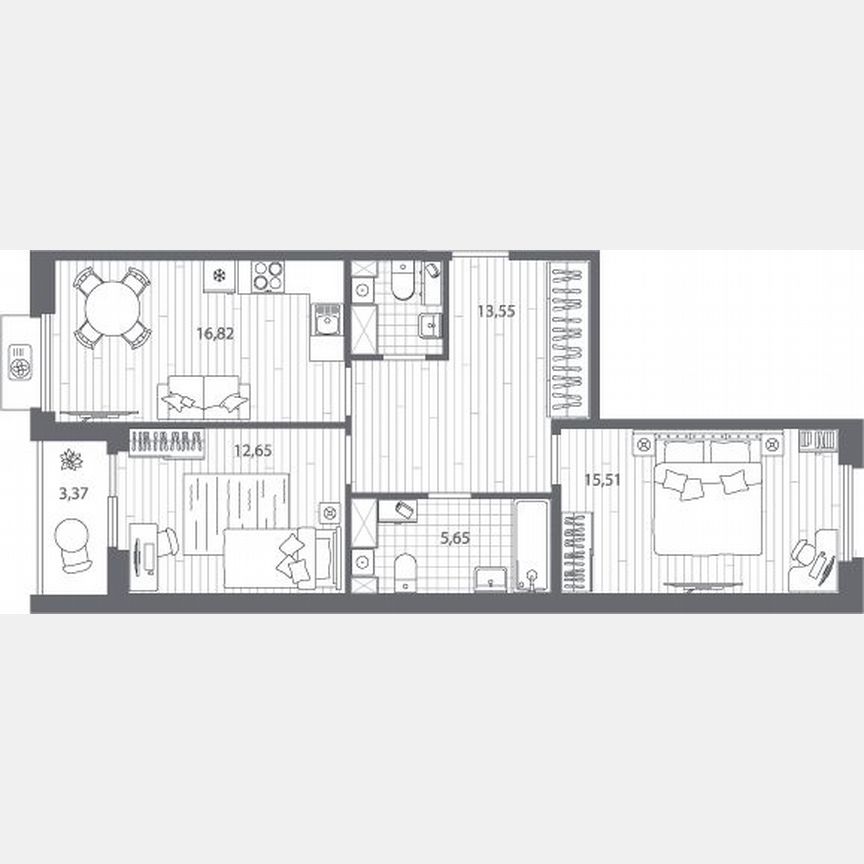 2-к. квартира, 68 м², 4/13 эт.