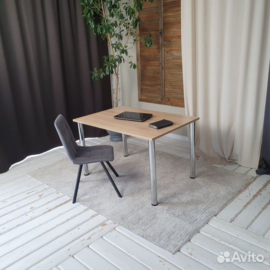 Компьютерный стол Дуб 120*80 см. Хром ножки