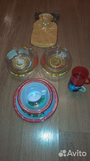 Детская посуда грелка полотенце одеяло подушка