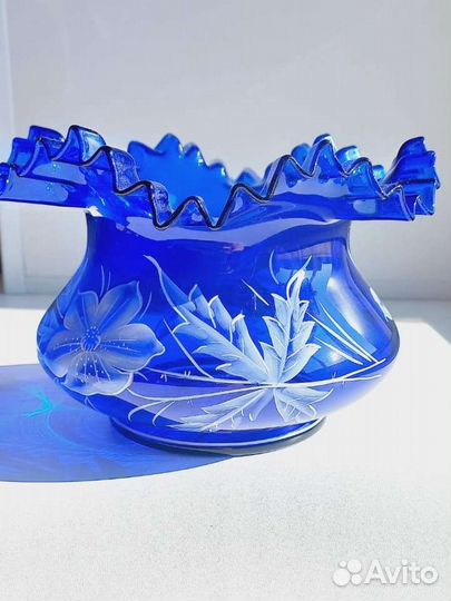 Ваза конфетница Богемия цветное стекло