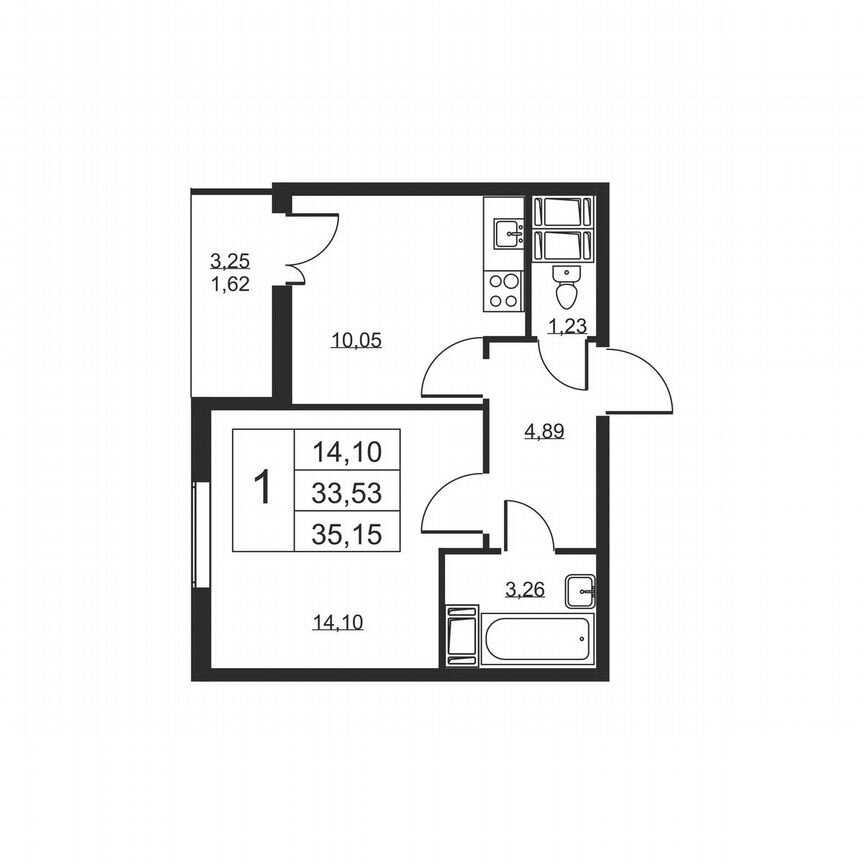 1-к. квартира, 35,2 м², 17/19 эт.
