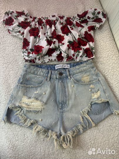 Джинсовые шорты и топ H&M