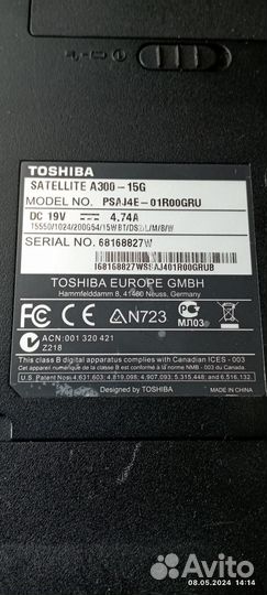 Ноутбук Toshiba Satellite А300-15G