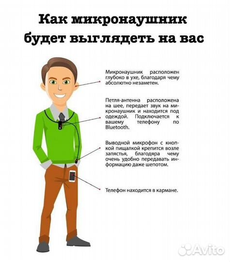 Микронаушник bluetooth с микрофоном