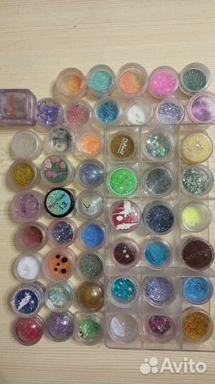 Втирка для ногтей, блёстки, стразы