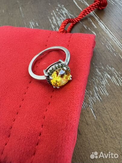 Серебряное кольцо с цитрином, желтым алпанитом