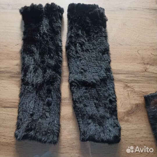 Перчатки-митинги вязаные из норки