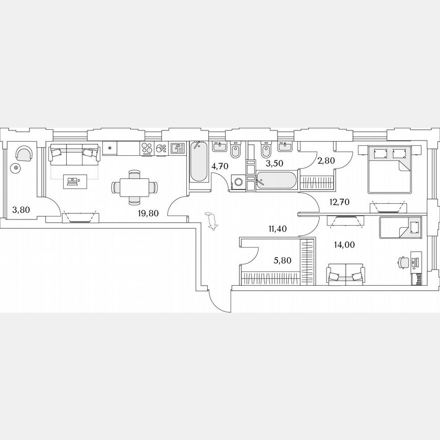 2-к. квартира, 27,6 м², 12/13 эт.