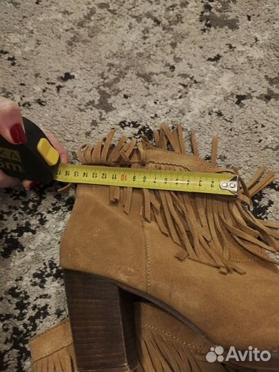 Ботильоны,казаки,нат.замша,Mango,рыжие,кисти