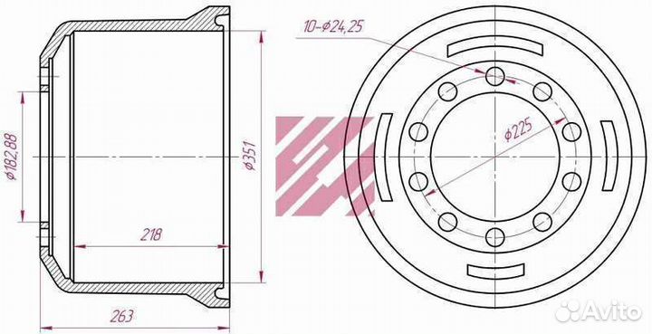 Тормозной барабан рор 350х200