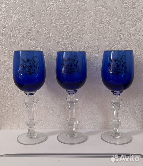 Фужер (бокал) СССР хрусталь/цветное стекло