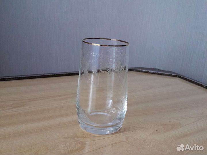 Стакан для воды Чехия, чешское стекло с позолотой