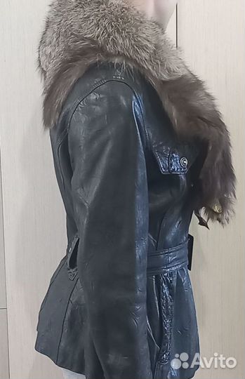 Куртка из натуральной кожи с чернобуркой