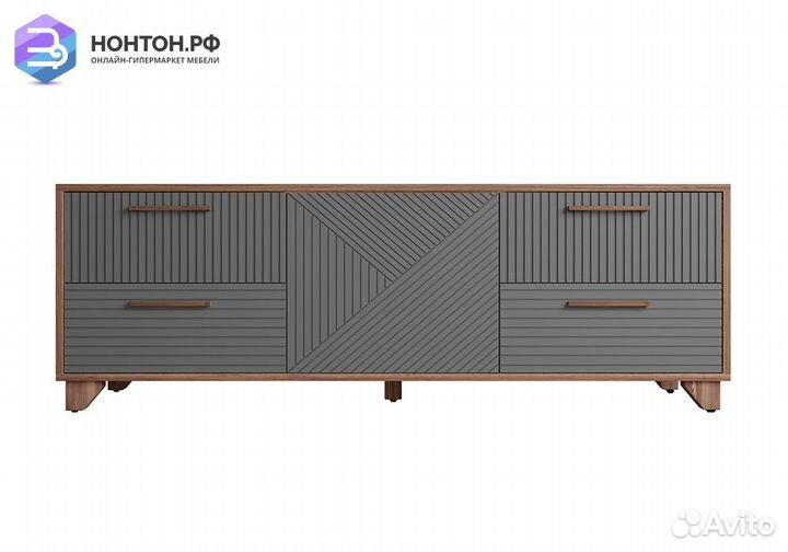 Тв-тумба со створкой Копенгаген дуб самдал / серый