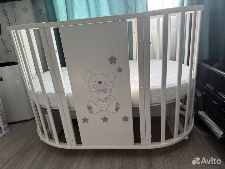 Детская кроватка трансформер круглая