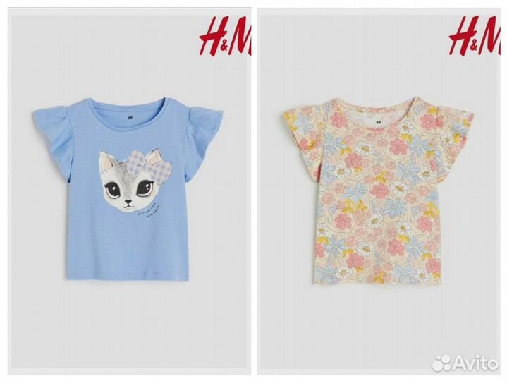 Новая футболка для девочки h&m хлопок