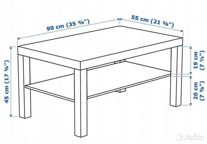 IKEA оригинал(нов) Столик lack журнальный 90х55х45