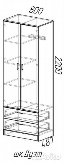 Шкаф Дуэт белый комби Эра