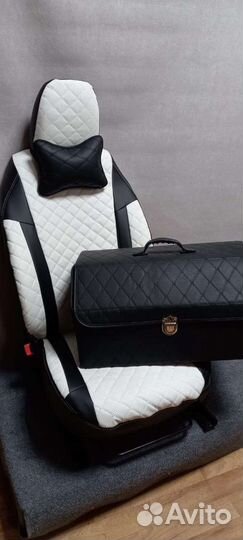 Чехлы Лифан Салано белая экокожа с белой строчкой