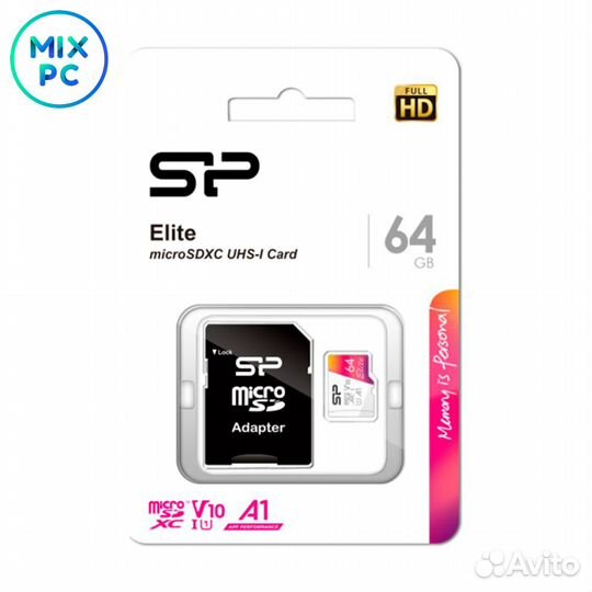 Флеш карта microSD 64GB Silicon Power Elite A1 (SD