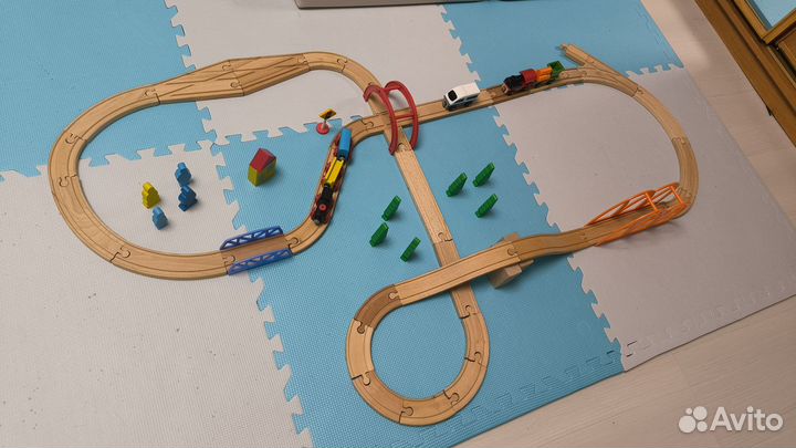 Деревянная Железная дорога + паровозики Икеа