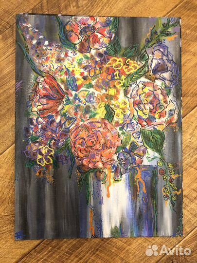 Картины на грунтованном холсте, выполнены акрилом