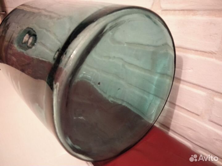 Бутыль старинная стеклянная бирюзовое стекло 20л