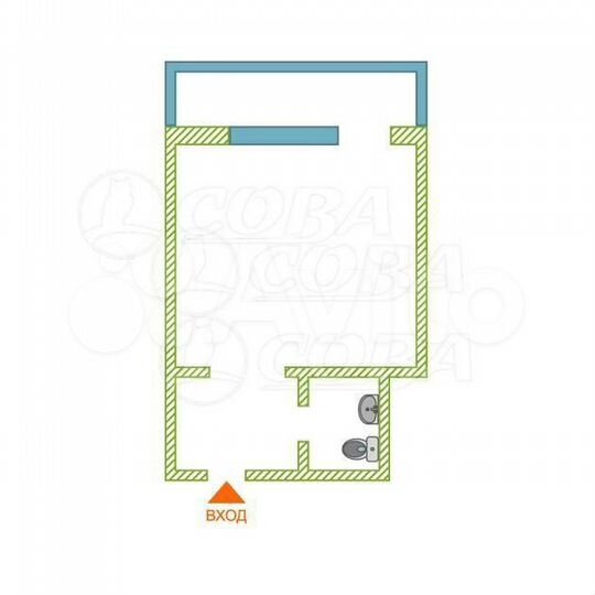 1-к. квартира, 17,5 м², 2/8 эт.