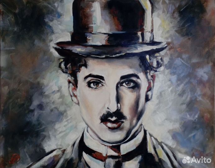 Картина Чарли Чаплин портрет маслом на холсте