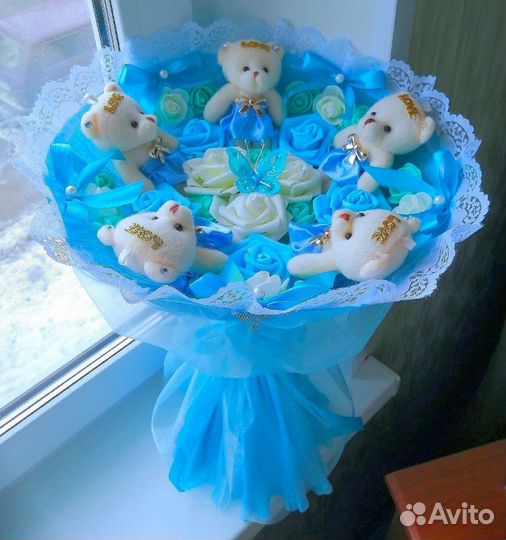 Букеты из мягких игрушек в наличии и на заказ