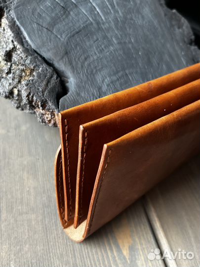 Кошелек клатч из натуральной кожи на кнопках