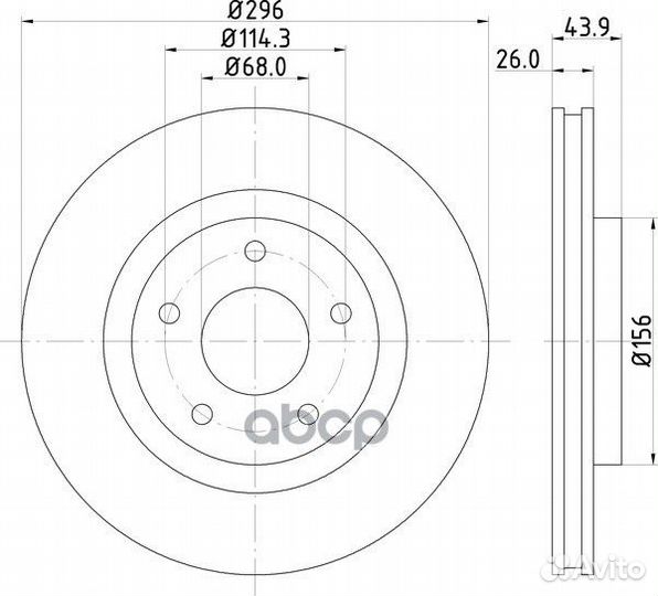 Диск тормозной передний 296x26 5 отв. с покры