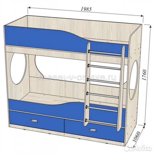 Двухъярусная кровать со шкафом