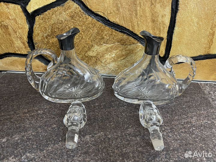 Штоф графин хрустальный с серебром