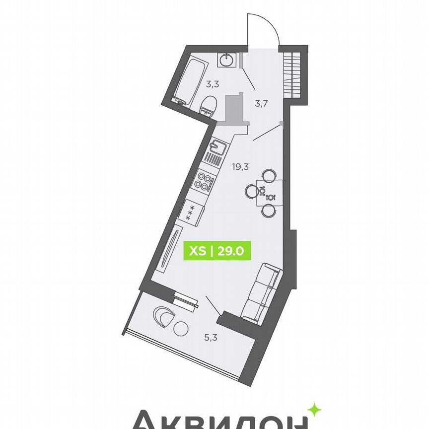 Квартира-студия, 29 м², 3/13 эт.