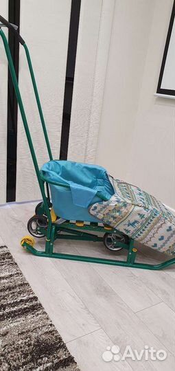 Детские санки коляска с колесами