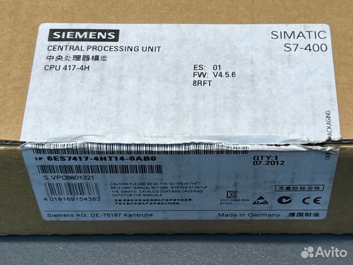 Siemens 6ES7 417-4HT14-0AB0 CPU новый, 1 шт