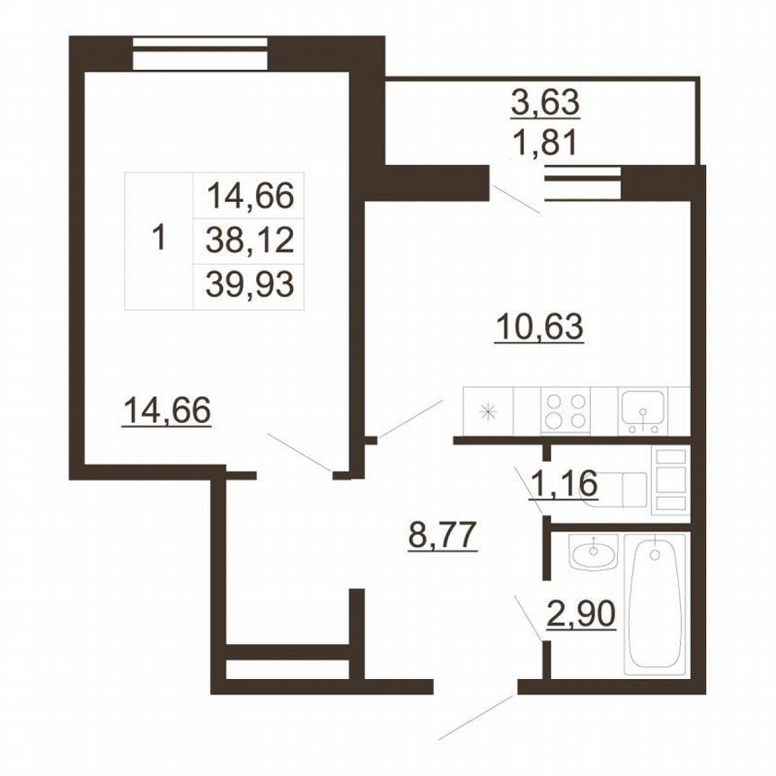 1-к. квартира, 39,9 м², 4/6 эт.