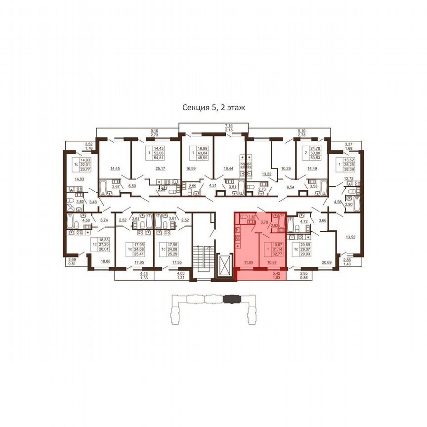 1-к. квартира, 32,8 м², 5/6 эт.