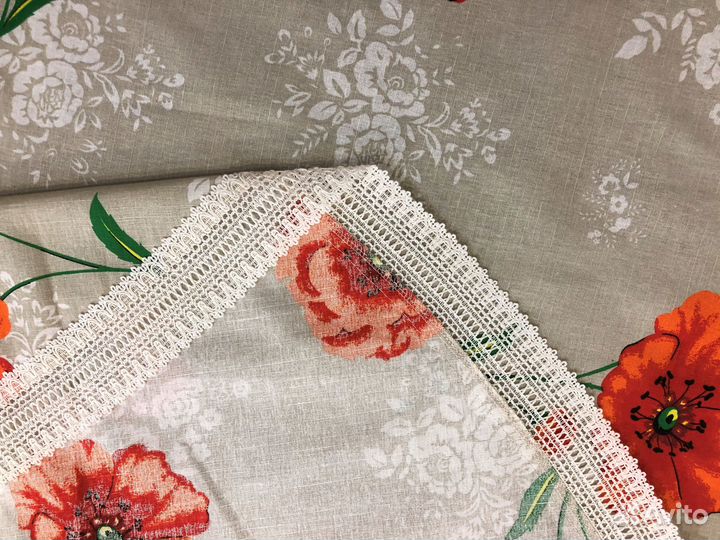 Скатерть круглая 157см -№3-3, новая, полульняная