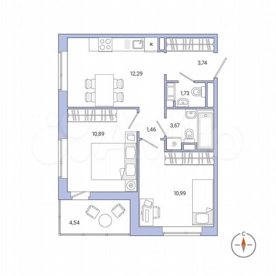 2-к. квартира, 47 м², 5/8 эт.