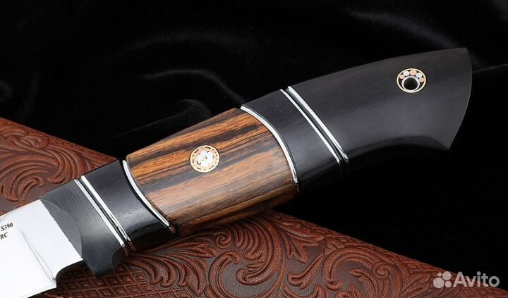 Нож Ирбис-2 S390 рукоять карбон железное дерево че