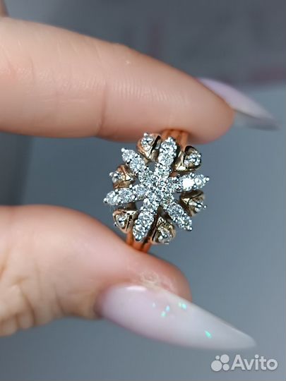 Кольцо желтое золото 585* бр-ты 0,8 ct