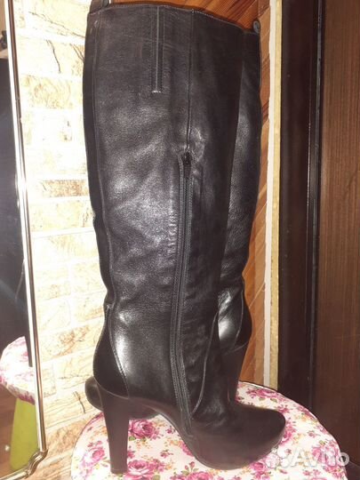 Сапоги женские демисезонные 39 натуральная кожа