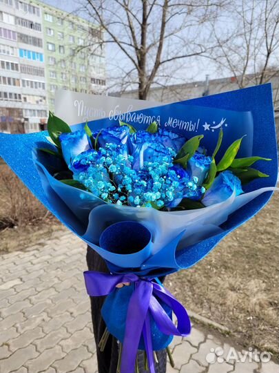 Синие розы букет синих роз